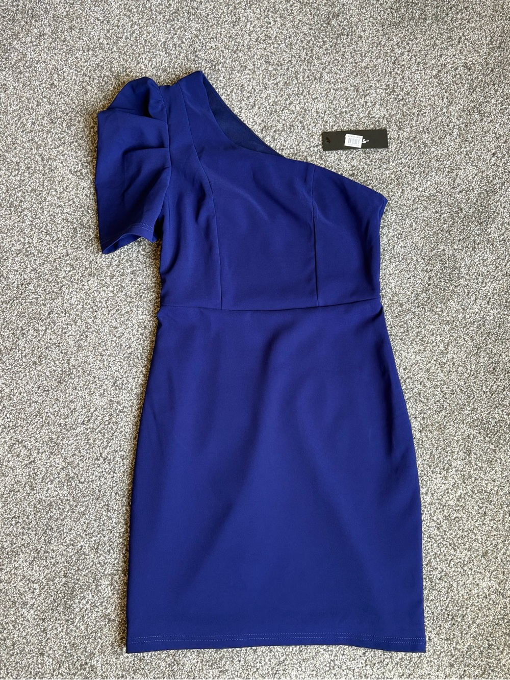 NWT Lulus Stay Gorgeous One-Shoulder Royal Blue Sheath Minidress size small